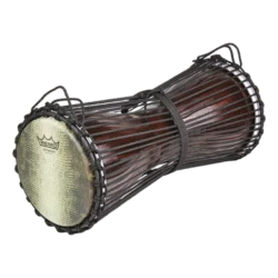 Talking Drum, Tamani, 6" x 11", SKYNDEEP® Ultratac 'Lizard Stripe', Rope, Antique Finish