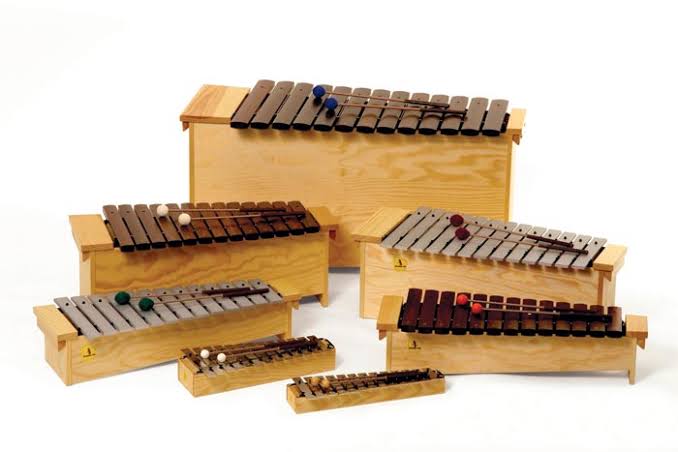 Set of Orff xylophones, metallophones and glockenspiels